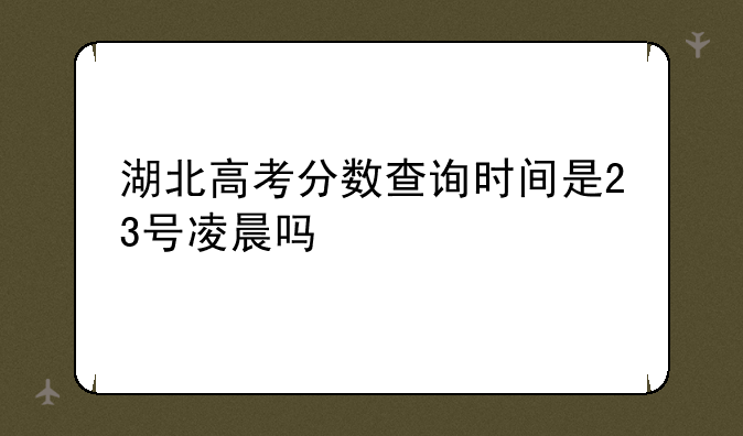 湖北高考分数查询时间是23号凌晨吗