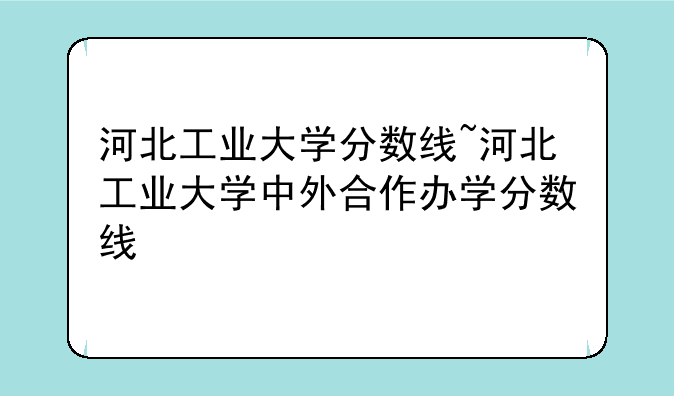 河北工业大学分数线~河北工业大学中外合作办学分数线