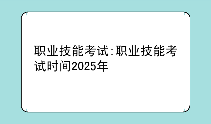 职业技能考试:职业技能考试时间2025年